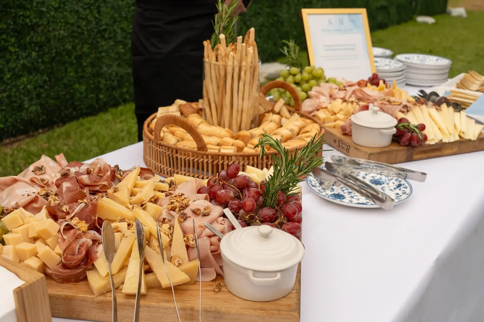 Charcuterie display on a build-your-own catering buffet