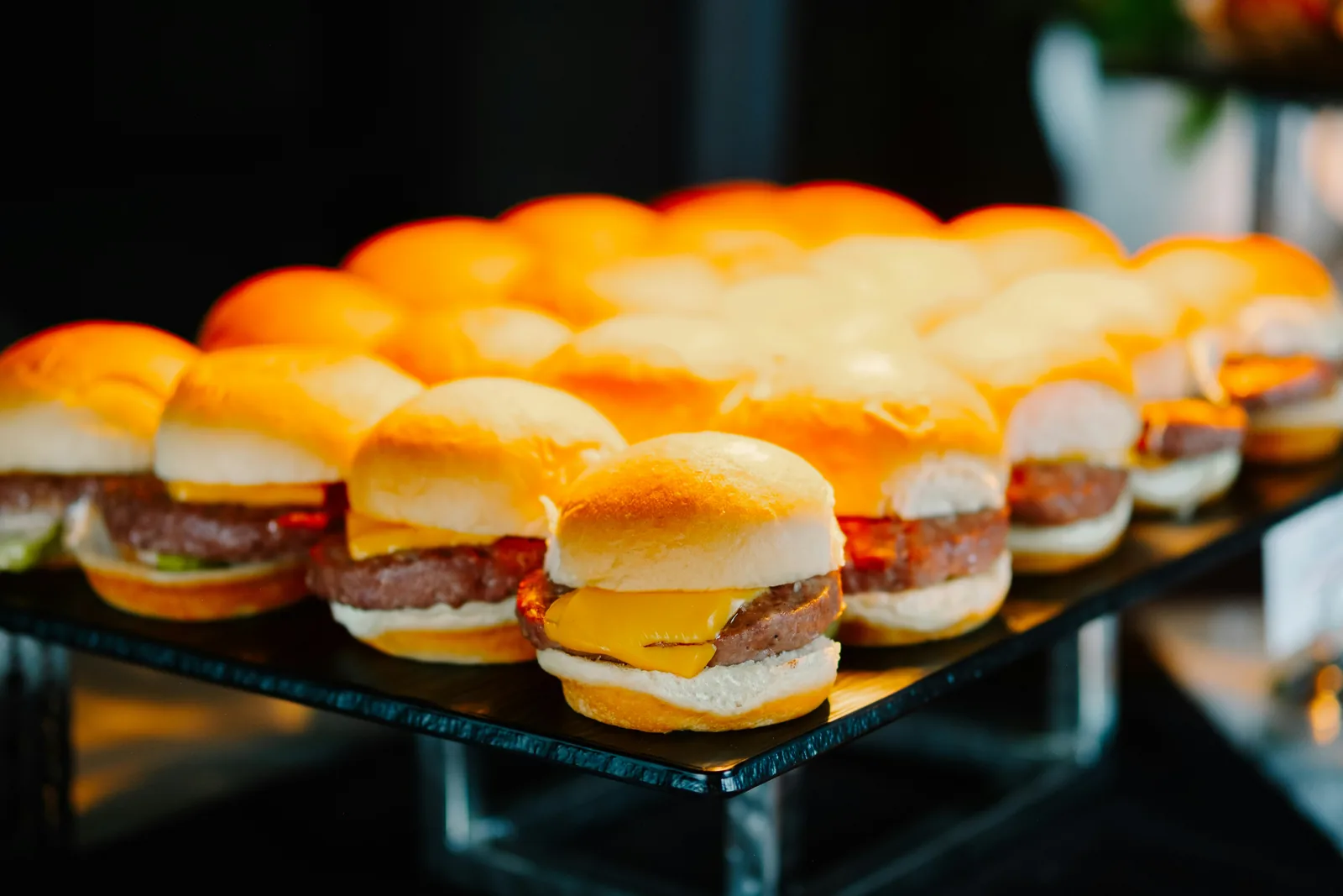 Sliders served at a catering action station