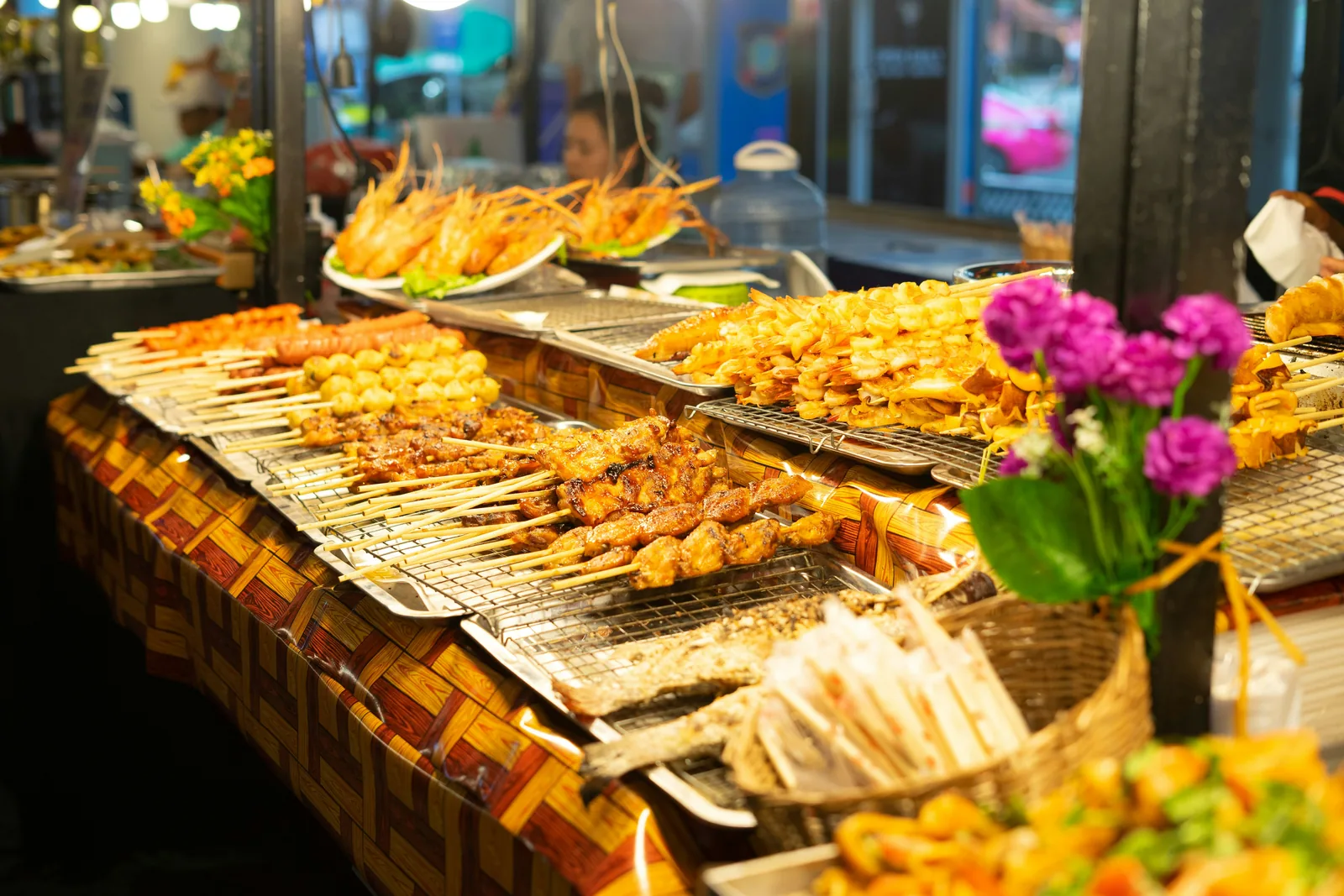 Skewers on a themed catering buffet
